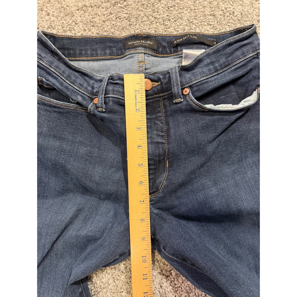 Banana Republic Jeans Women 27 Blue Mid-Rise Crop Flare Premium Denim Stretch - Picture 7 of 10